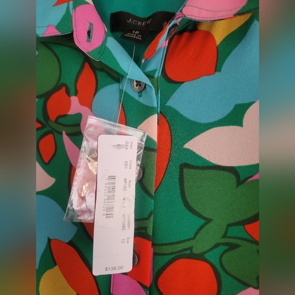 NWT J. Crew Pleated Shirtdress in Confetti Floral Size 12 - Picture 6 of 10